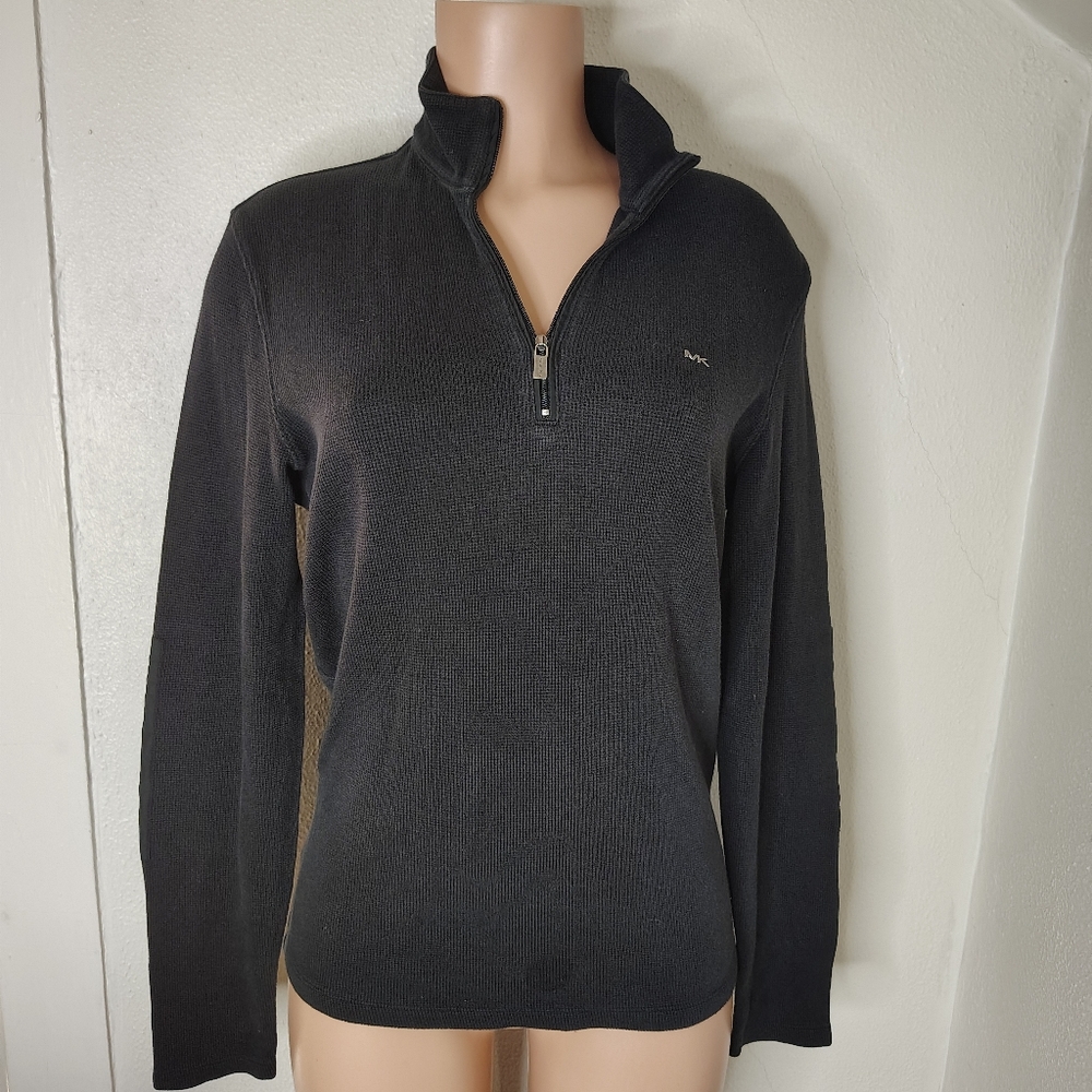 Michael Kors Black Quarter Zip Pullover Top Size Small